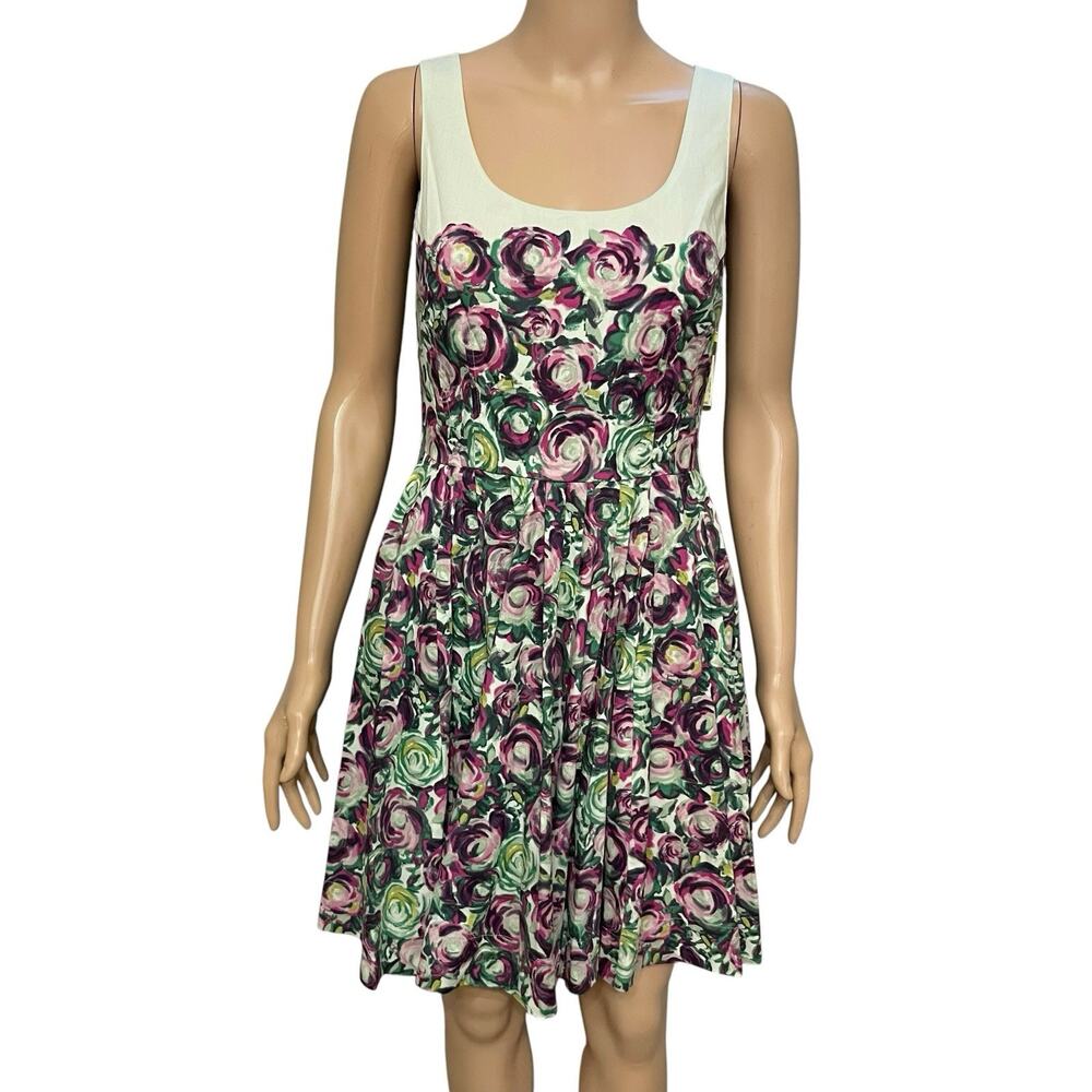 LC Lauren Conrad High Tea Dress Size 4 Fit And Flare Floral Twee 2010s Retro Bow